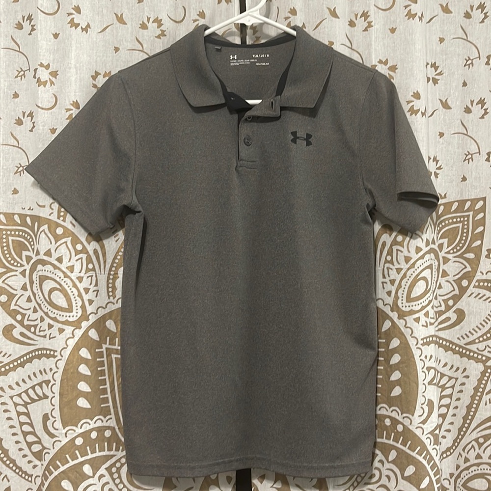 Grey Under Armour Polo Youth LG